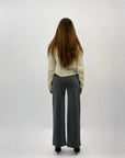 Pantaloni gamba larga con cintura in lurex