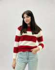 Pullover morbido a righe effetto peluche