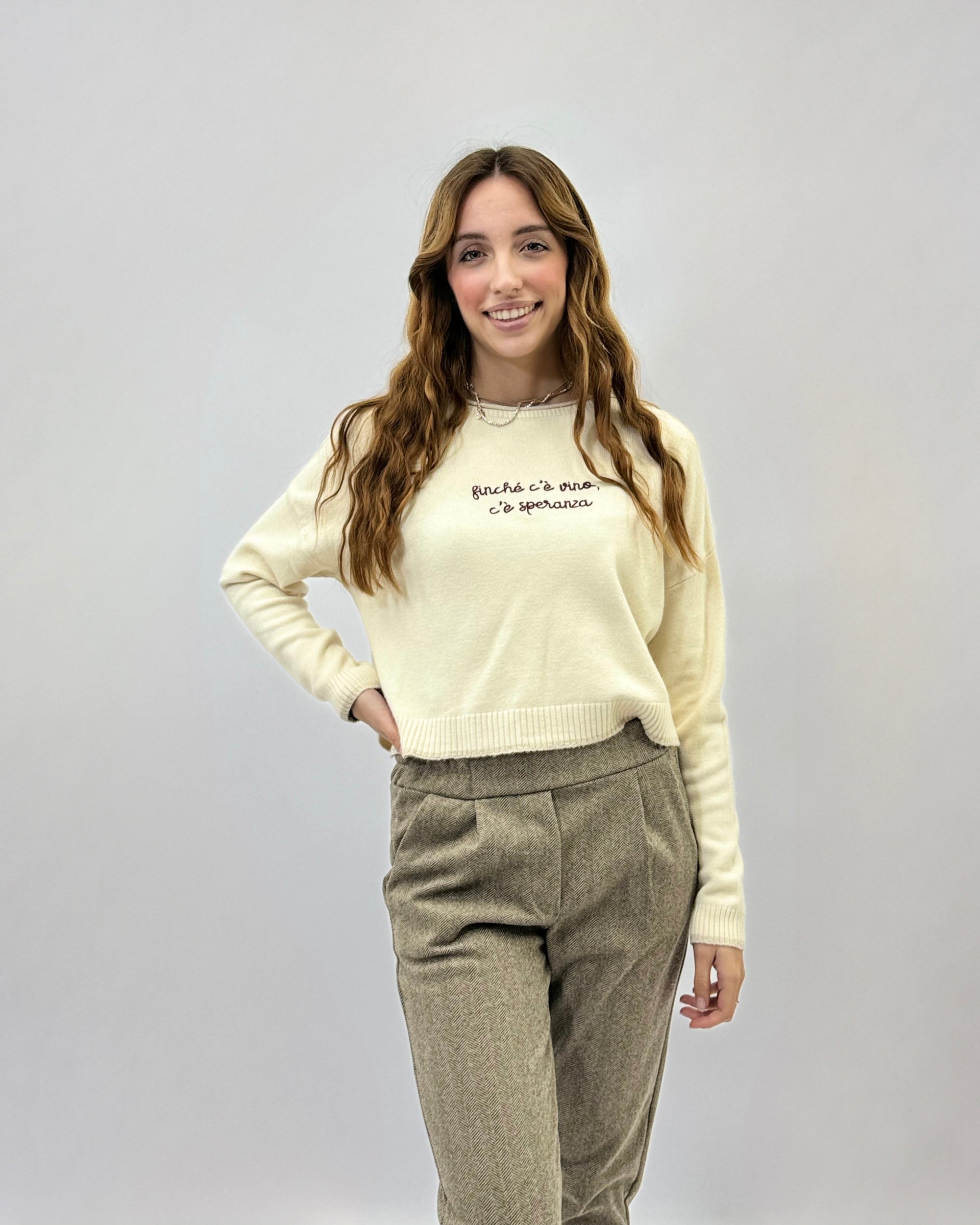 Pantaloni spigati con vita elasticizzata