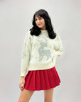 Maglione con stampa renna e fiocchi di neve