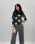 Maglione con fantasia fiori