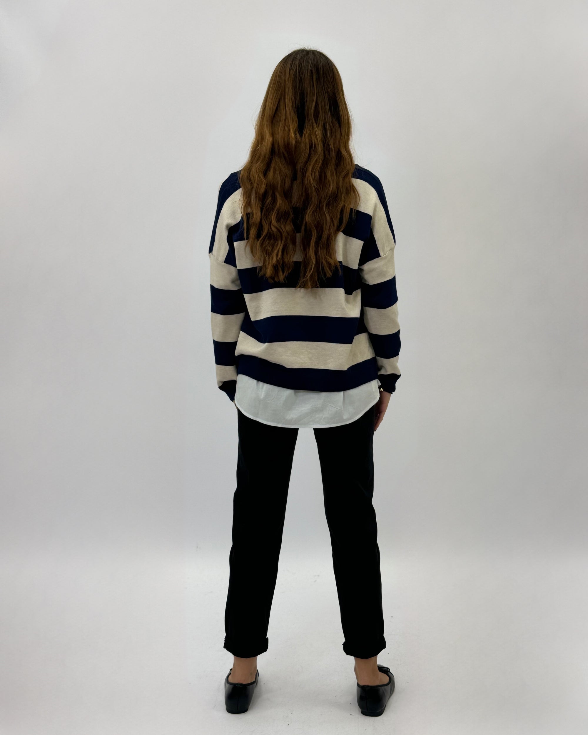 Camicia con pullover a righe