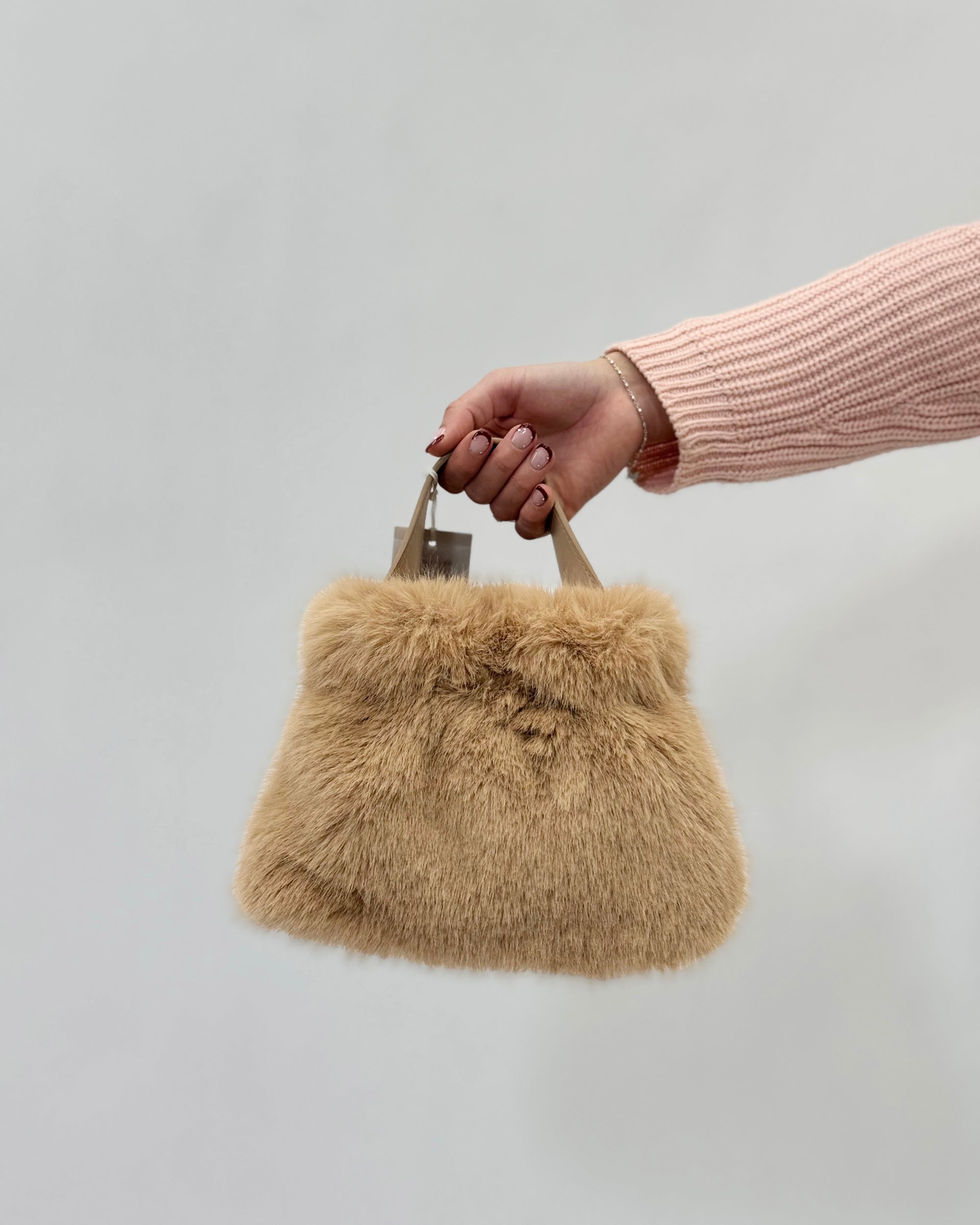 Borsa con pelo e manico liscio Alex Max