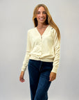 Cardigan basic con bottoni gioielli