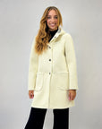 Cappotto in neoprene con cappuccio e bottoni