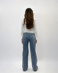 Jeans ampio con strass