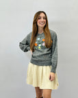 Maglione misto lana con fiori e rami ricamati