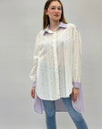 Camicia comoda in pizzo sangallo dettaglio righe
