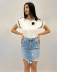 Minigonna in denim con stelline