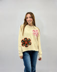 Maglione misto lana con fiori ricamati