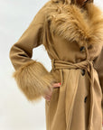 Cappotto lungo foderato con pelliccia sintetica