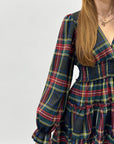 Abito tartan con maniche palloncino
