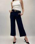 Pantaloni con cintura a gamba larga