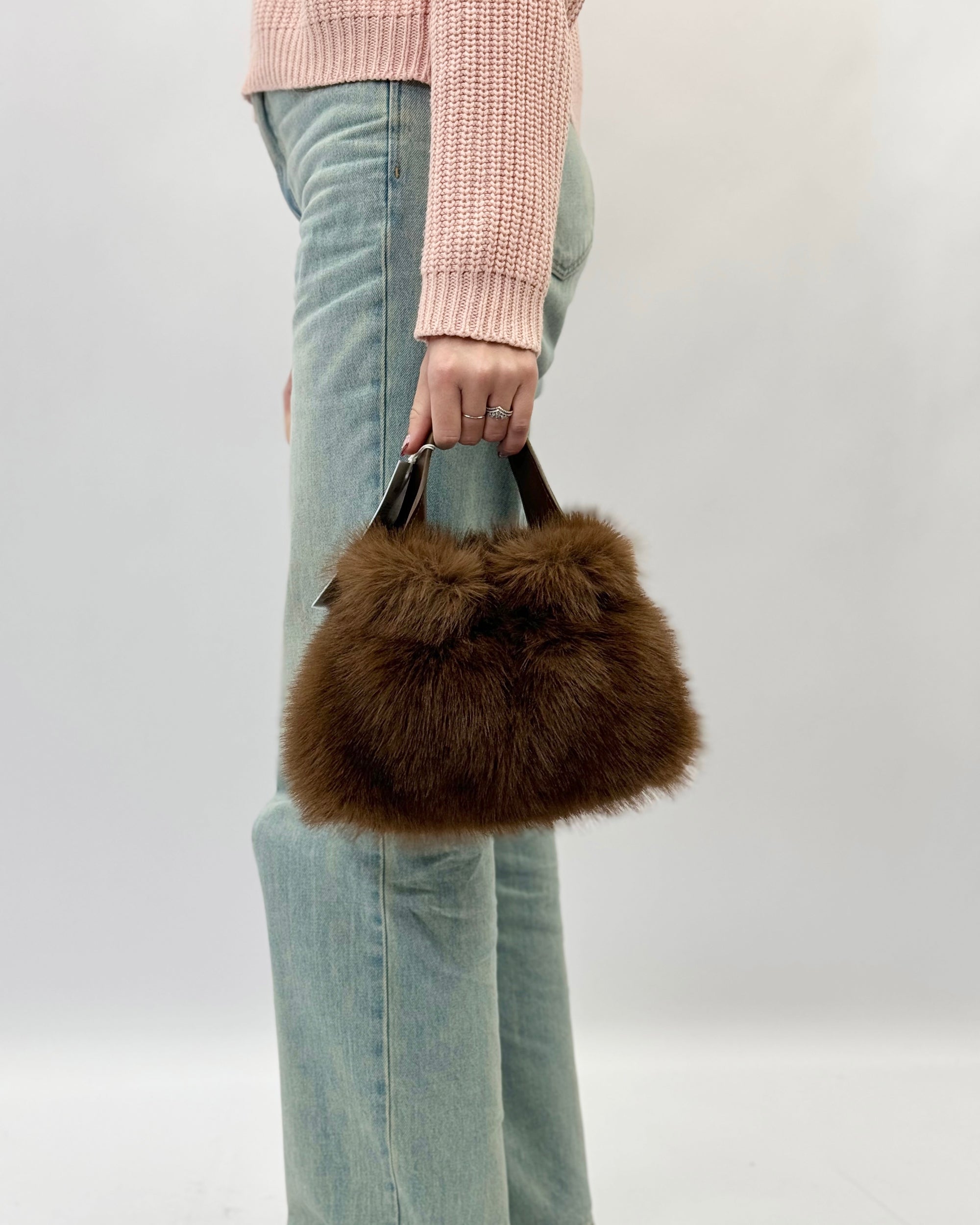 Borsa con pelo e manico liscio Alex Max