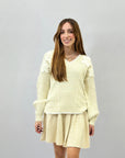 Maglione misto lana con fiori ricamati