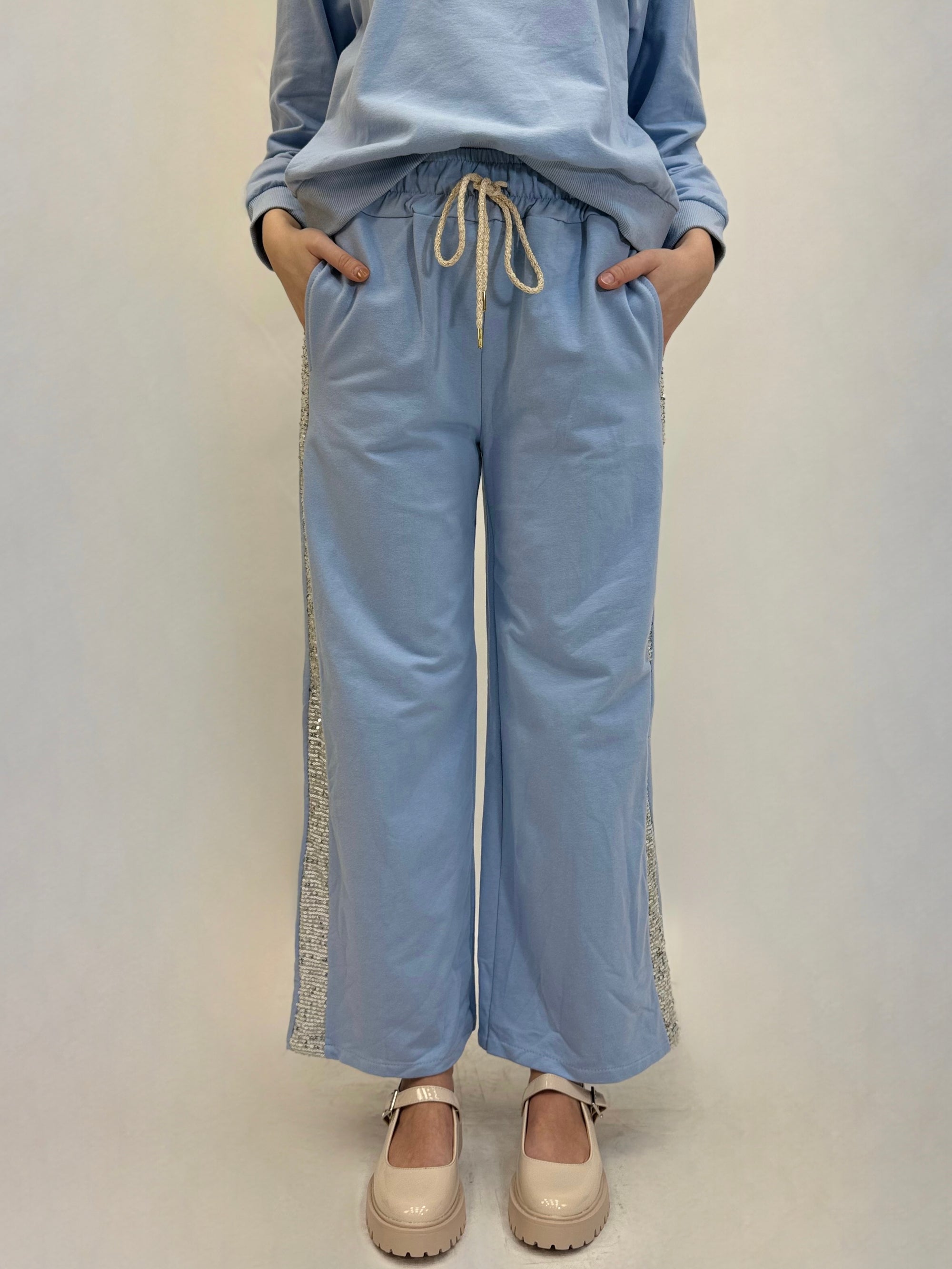 Pantaloni tuta con paillettes laterali