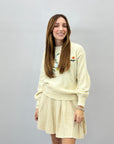 Maglione misto lana con fiori e rami ricamati