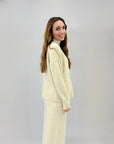 Pullover lupetto con tasche frontali misto lana