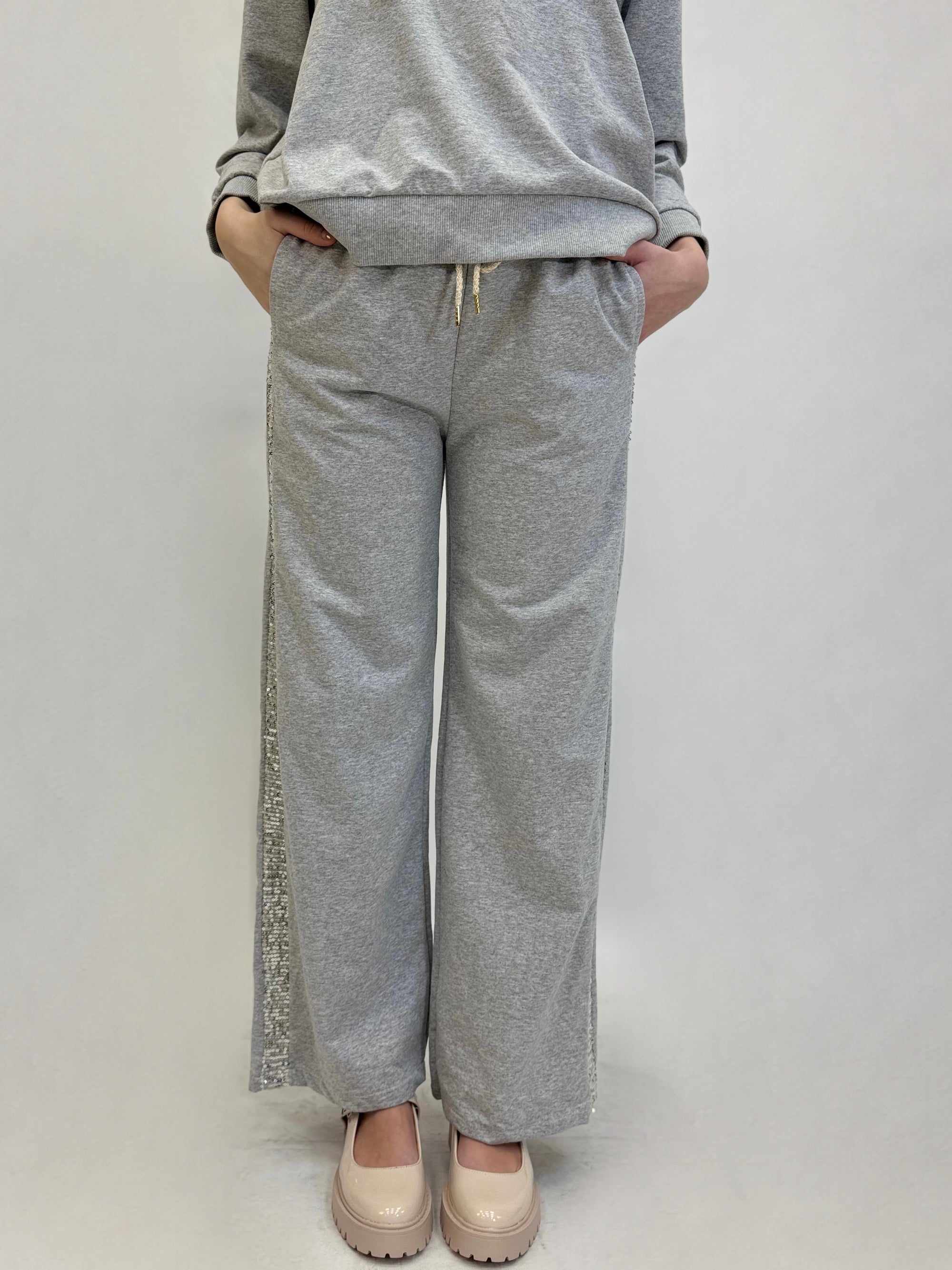 Pantaloni tuta con paillettes laterali