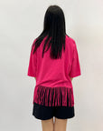 T-shirt tinta unita con frange