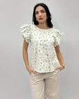 Maglia in cotone con stampa piante