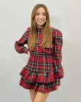 Abito corto tartan con balze – Stile elegante e moderno