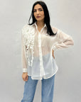 Camicia in seta con dettaglio fiori