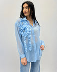 Camicia in seta con dettaglio fiori