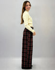 Pantaloni Palazzo Scozzesi a Quadri – Vita Alta e Gamba Larga