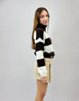 Maglione dolcevita righe effetto peluche