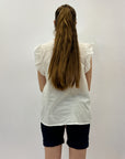 Maglia con ricami e maniche volant