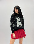 Maglione con stampa renna e fiocchi di neve