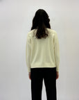 Pullover lupetto con tasche frontali misto lana