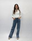 Jeans ampio con strass