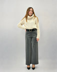 Pantaloni gamba larga con cintura in lurex