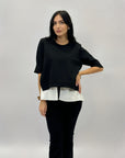Maglia in punto milano con dettaglio camicia