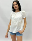 Maglia tinta unita maniche a palloncino