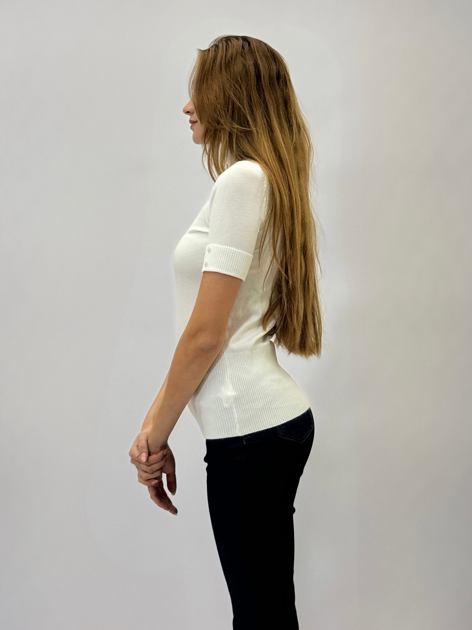 Maglia dolcevita mezze maniche basic