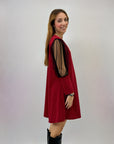 Abito con strass maniche in organza