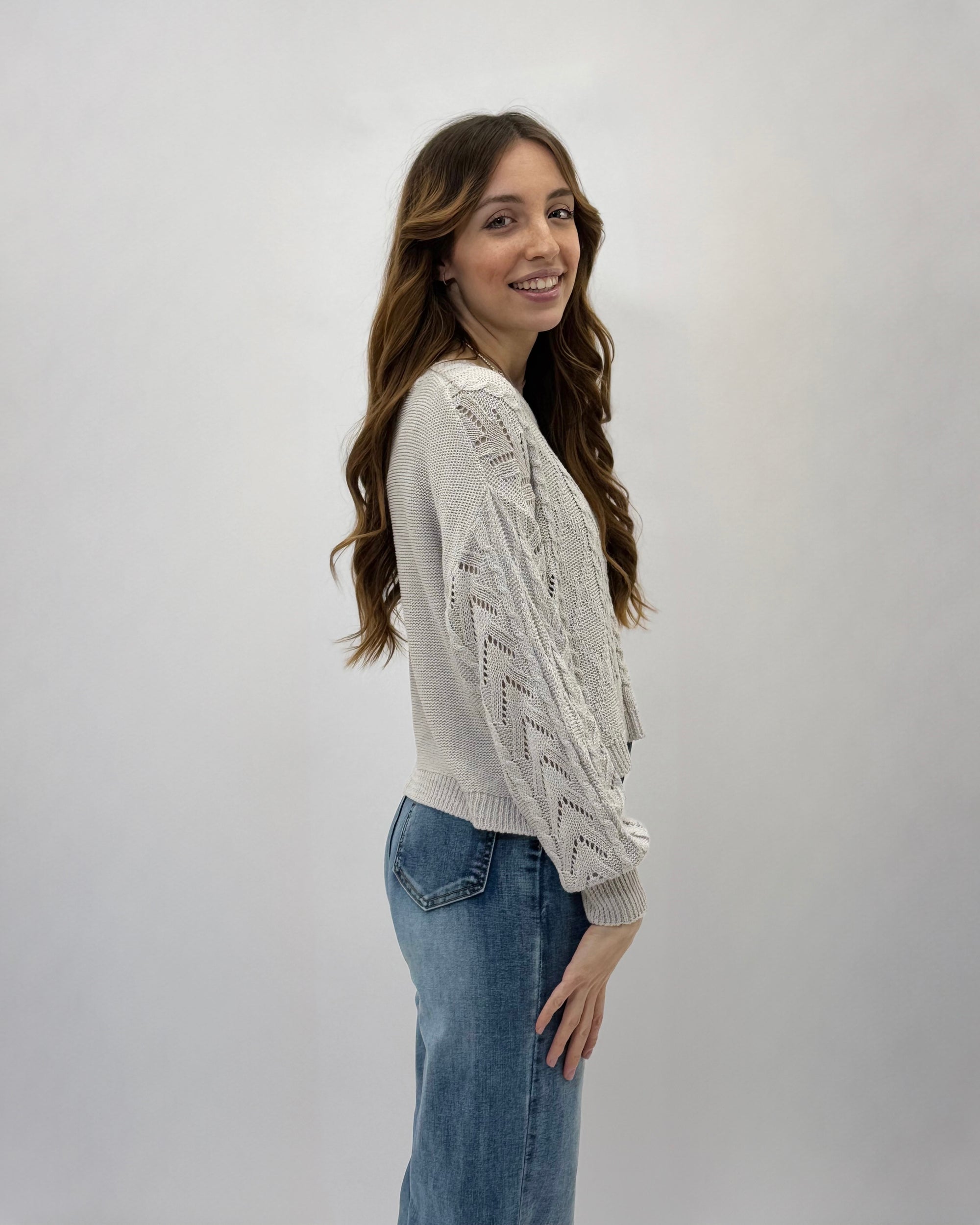 Pullover crop intrecciato