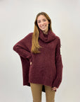 Maglione ampio dolcevita misto lana e alpaca
