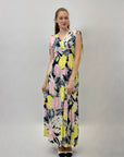 Abito con stampa fiori scollo a V