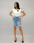 Minigonna in denim con stelline