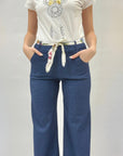 Pantaloni gamba larga con cintura in stoffa