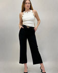 Pantaloni con cintura a gamba larga