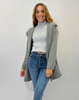 Cardigan morbido con cappuccio tinta unita