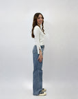 Jeans ampio con strass