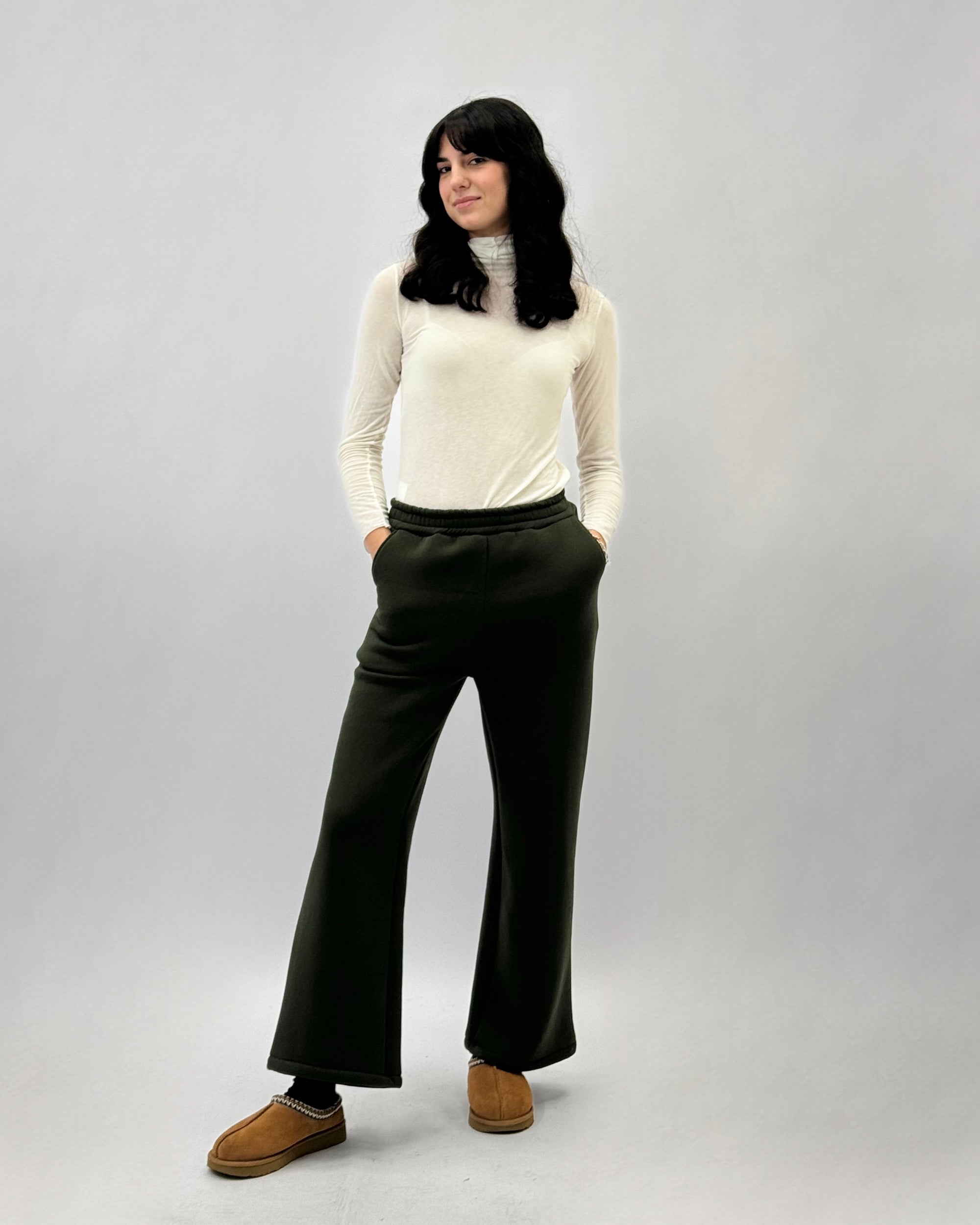 Pantaloni felpati a gamba larga