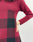 Abito maglione a quadri morbido