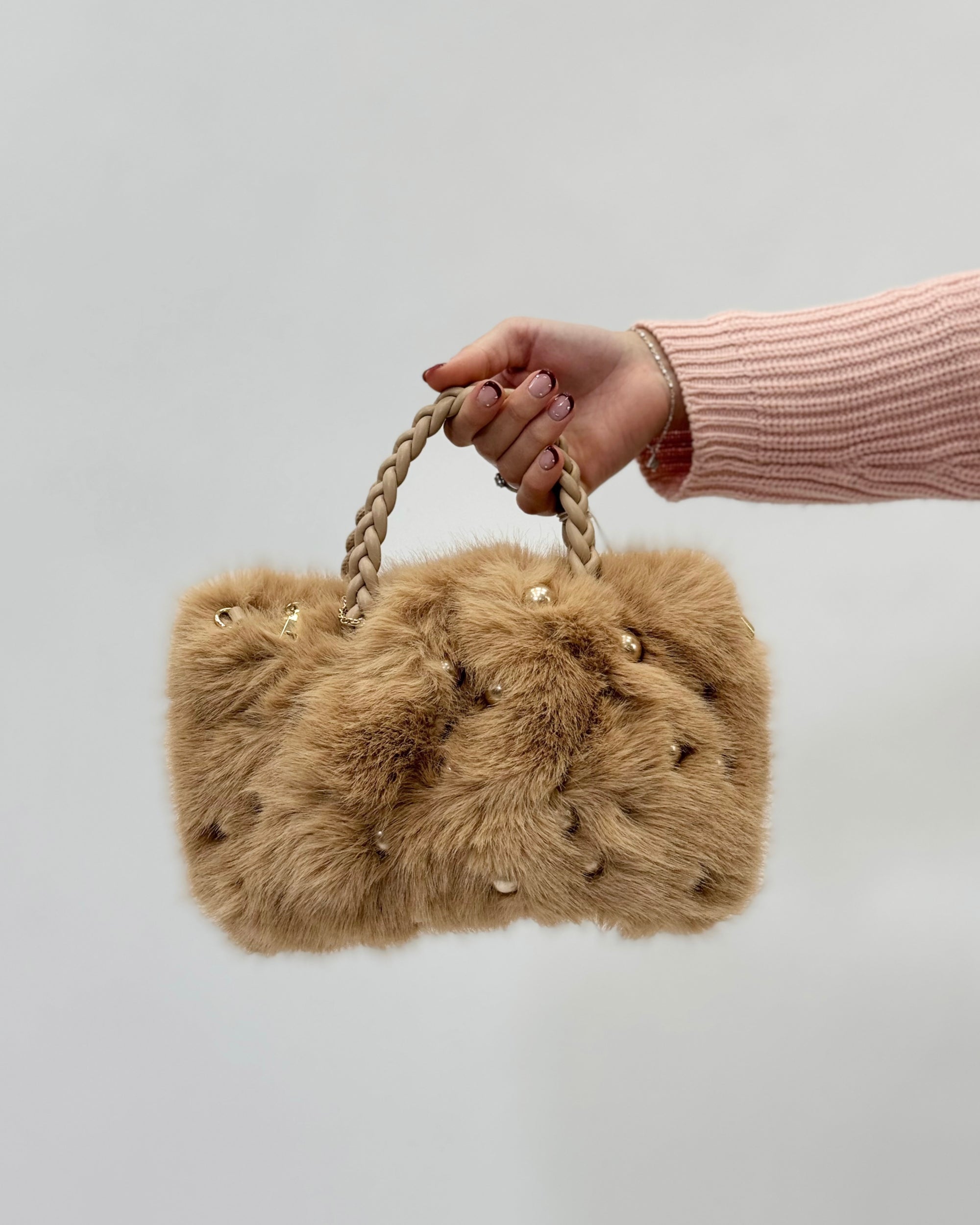 Borsa con pelo e perle Alex Max
